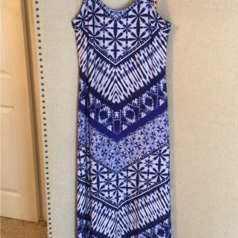 Blue Patterned Maxi Dress